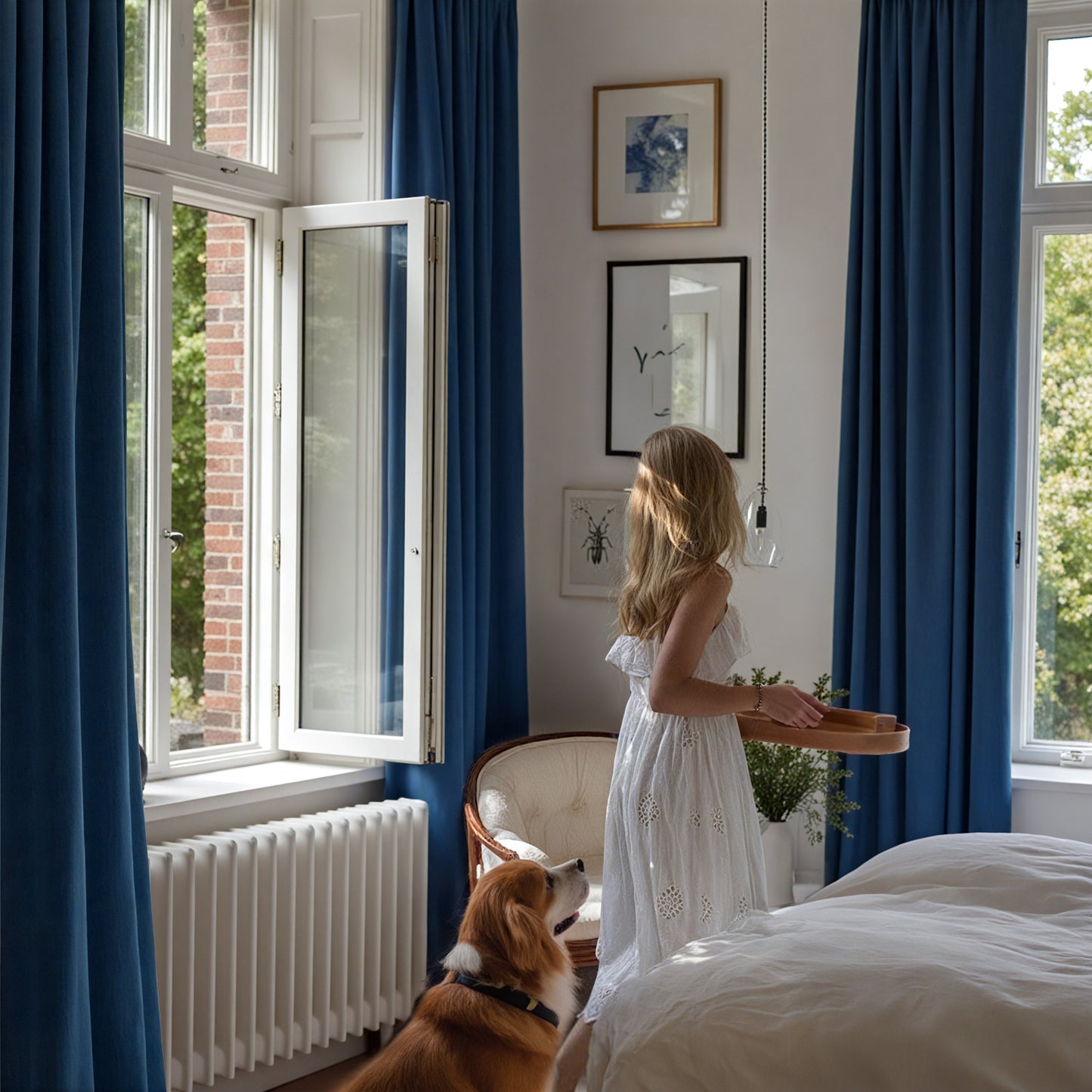 TOPICK Blackout Curtains for Living Room, Pencil Pleat Thermal Currtains for Bedroom, Room Darkening Drapes, Navy Blue, W 55" x L 63" (2 Panels)