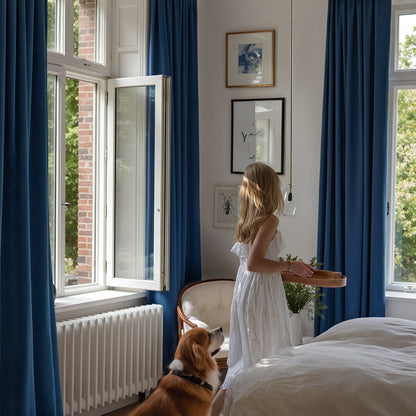 TOPICK Blackout Curtains for Living Room, Pencil Pleat Thermal Currtains for Bedroom, Room Darkening Drapes, Navy Blue, W 55" x L 63" (2 Panels)