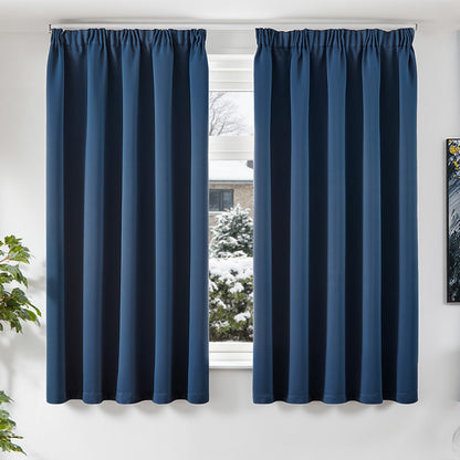 TOPICK Blackout Curtains for Living Room, Pencil Pleat Thermal Currtains for Bedroom, Room Darkening Drapes, Navy Blue, W 55" x L 63" (2 Panels)