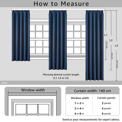 TOPICK Blackout Curtains for Living Room, Pencil Pleat Thermal Currtains for Bedroom, Room Darkening Drapes, Navy Blue, W 55" x L 63" (2 Panels)